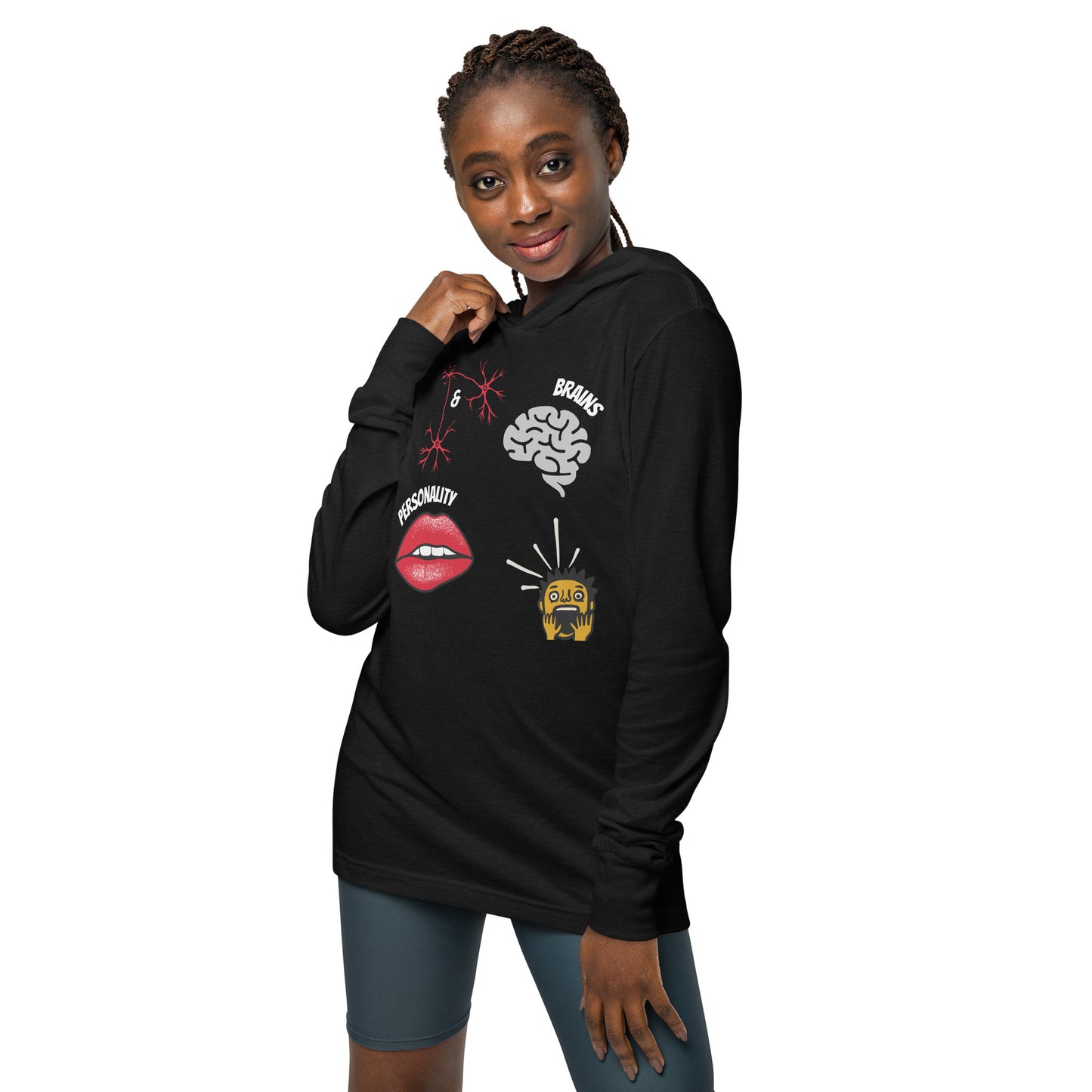 brains and personality long sleeve hoodie