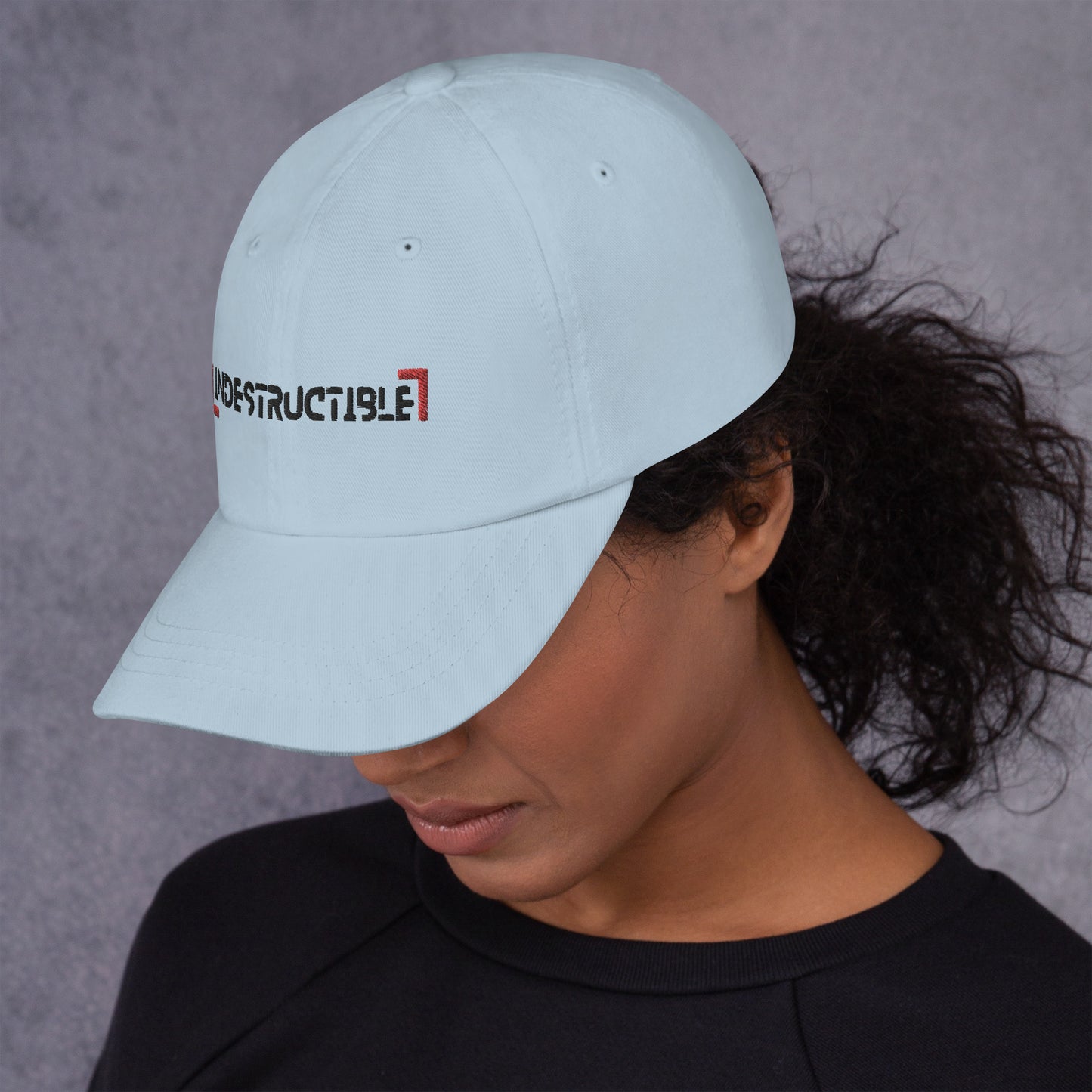 light blue indestructible cap or hat