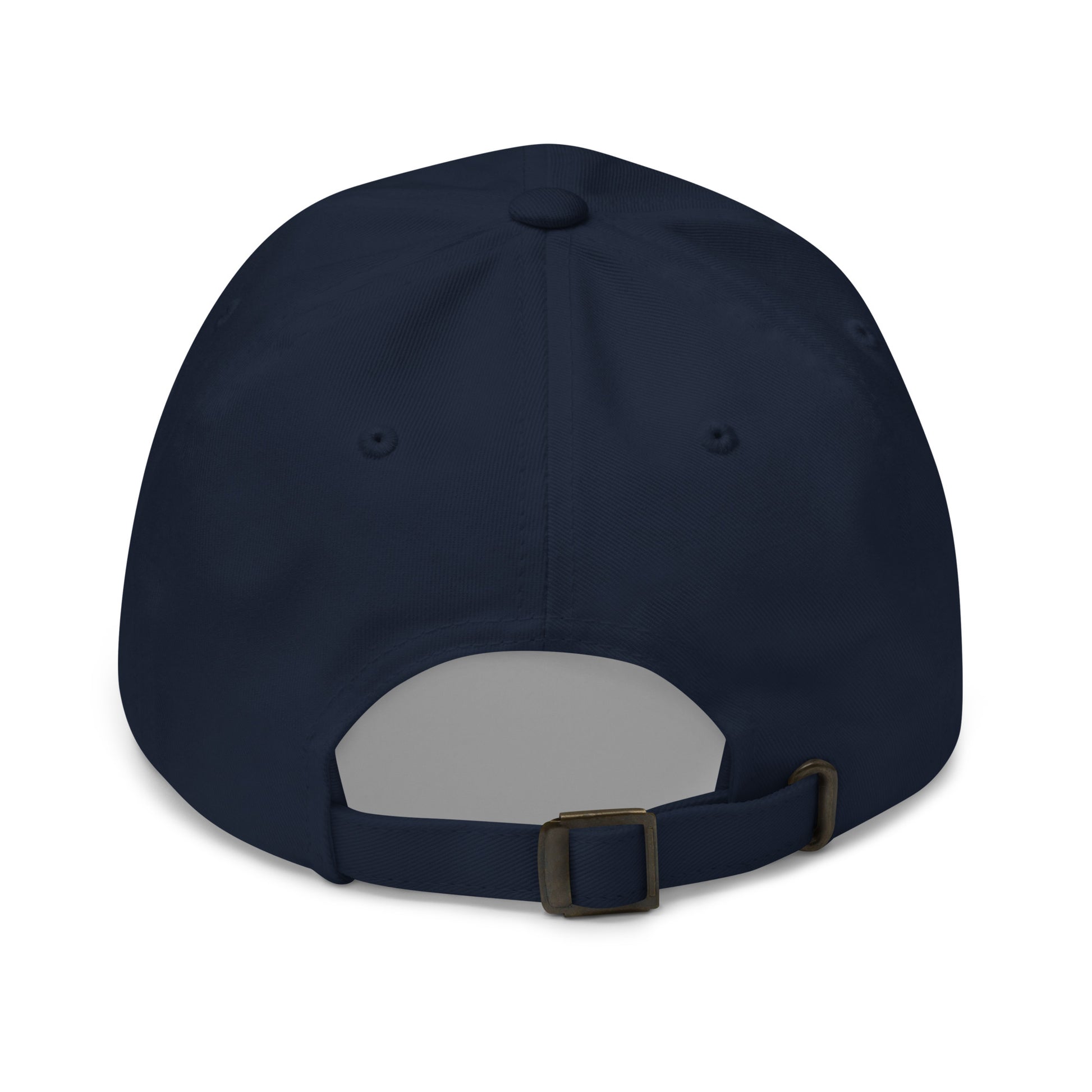 Back view of navy NO FEAR Russian cap with adjustable strap and curved visor.