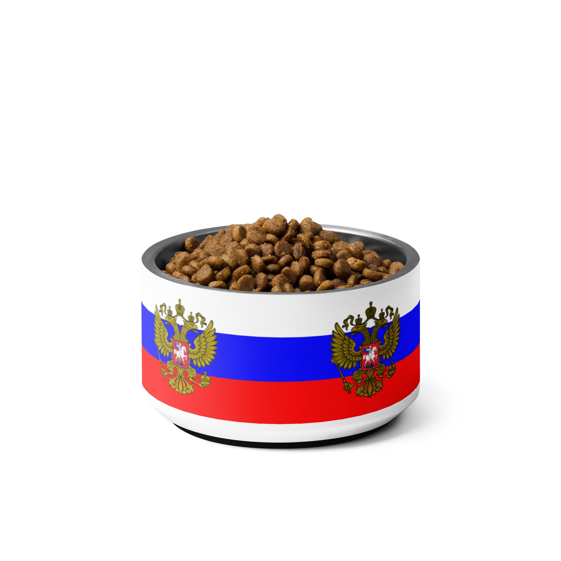 pet bowl for furry friends with russian flag and russian coat of arms aka crest