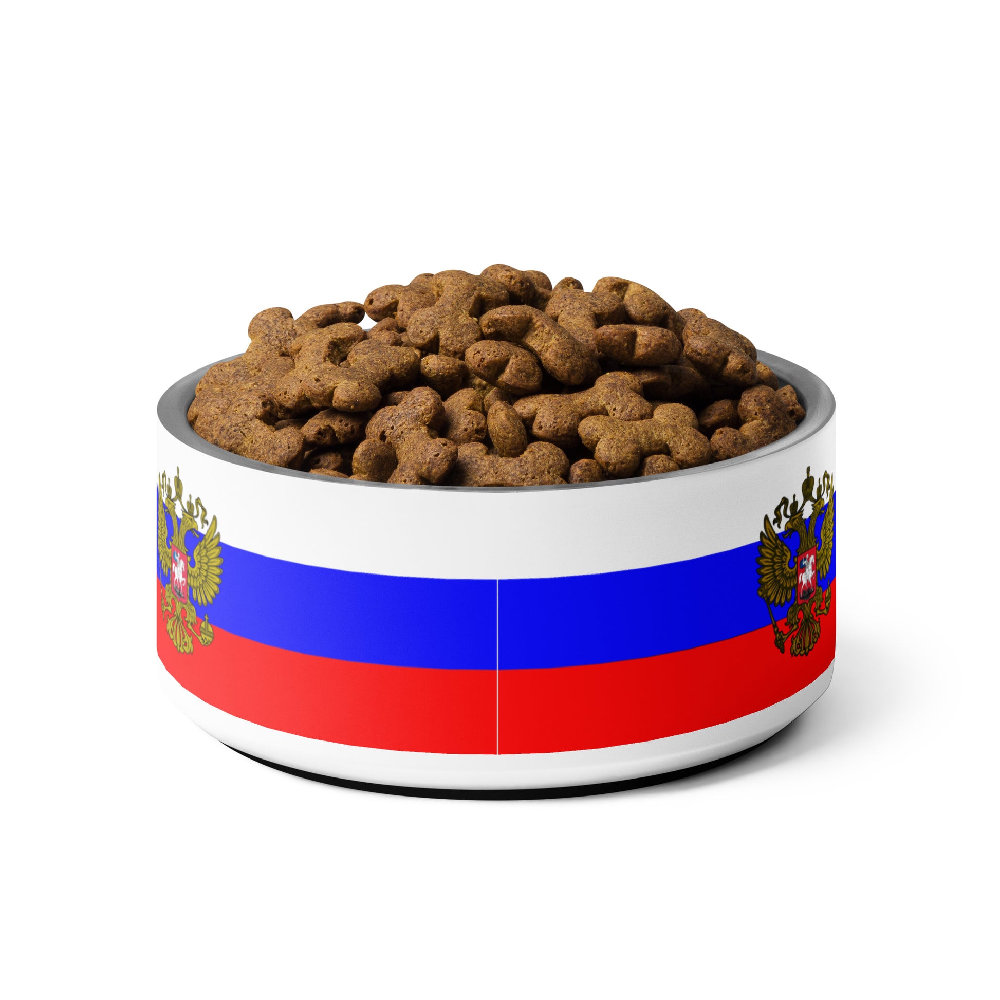 pet bowl for furry friends with russian flag and russian coat of arms aka crest