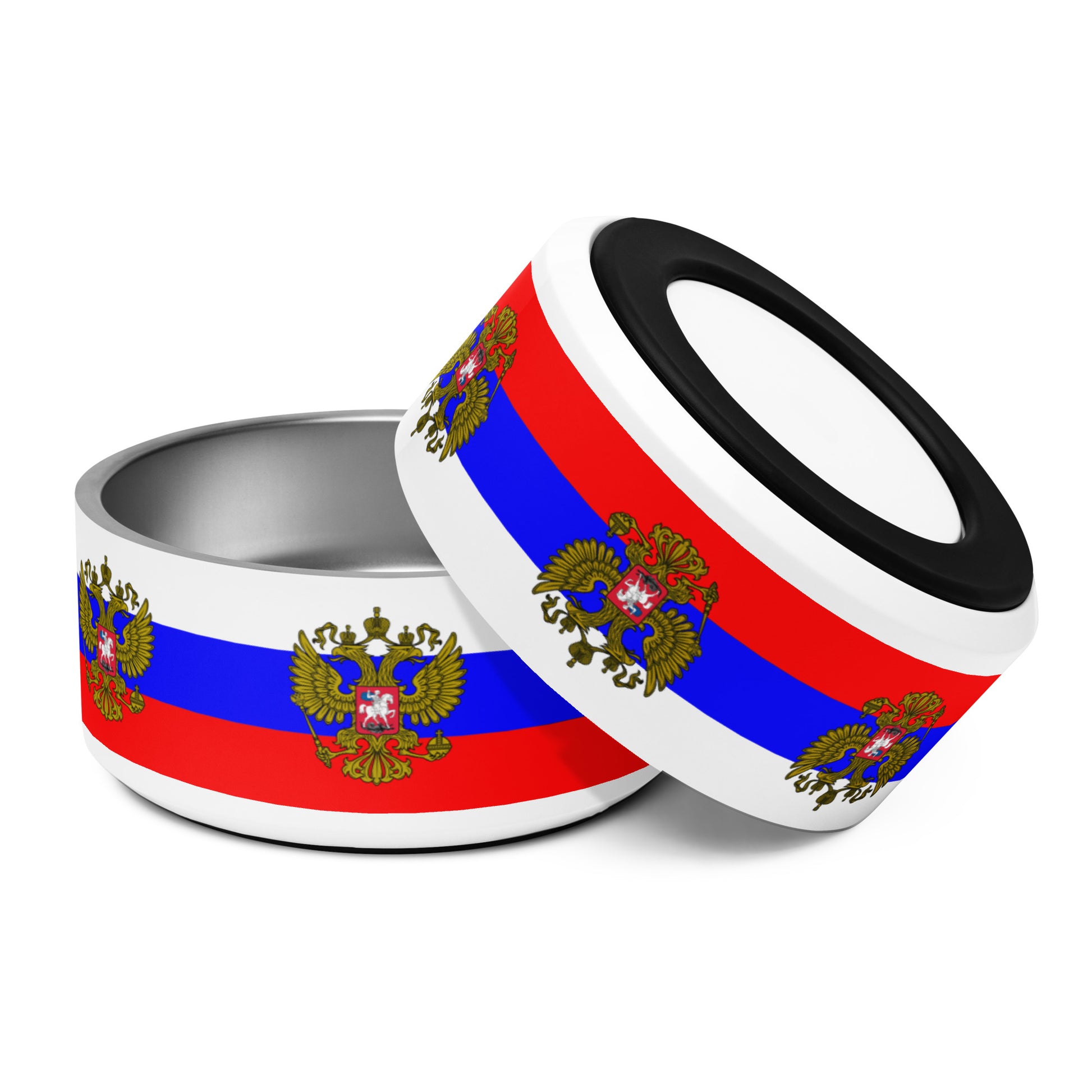 pet bowls for furry friends with russian flag and russian coat of arms aka crest