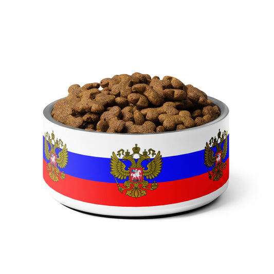 pet bowl for furry friends with russian flag and russian coat of arms aka crest