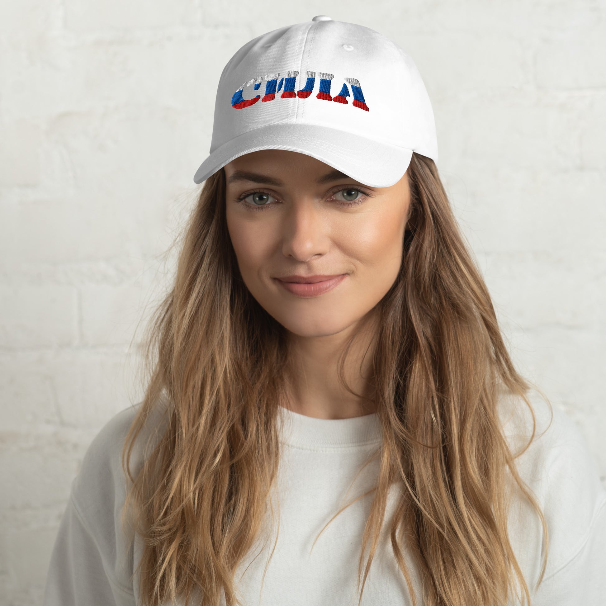 СИЛА Russian streetwear cap showing red, white, and blue embroidery.