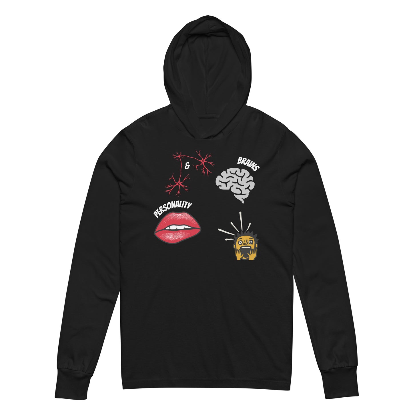 brains and personality long sleeve hoodie