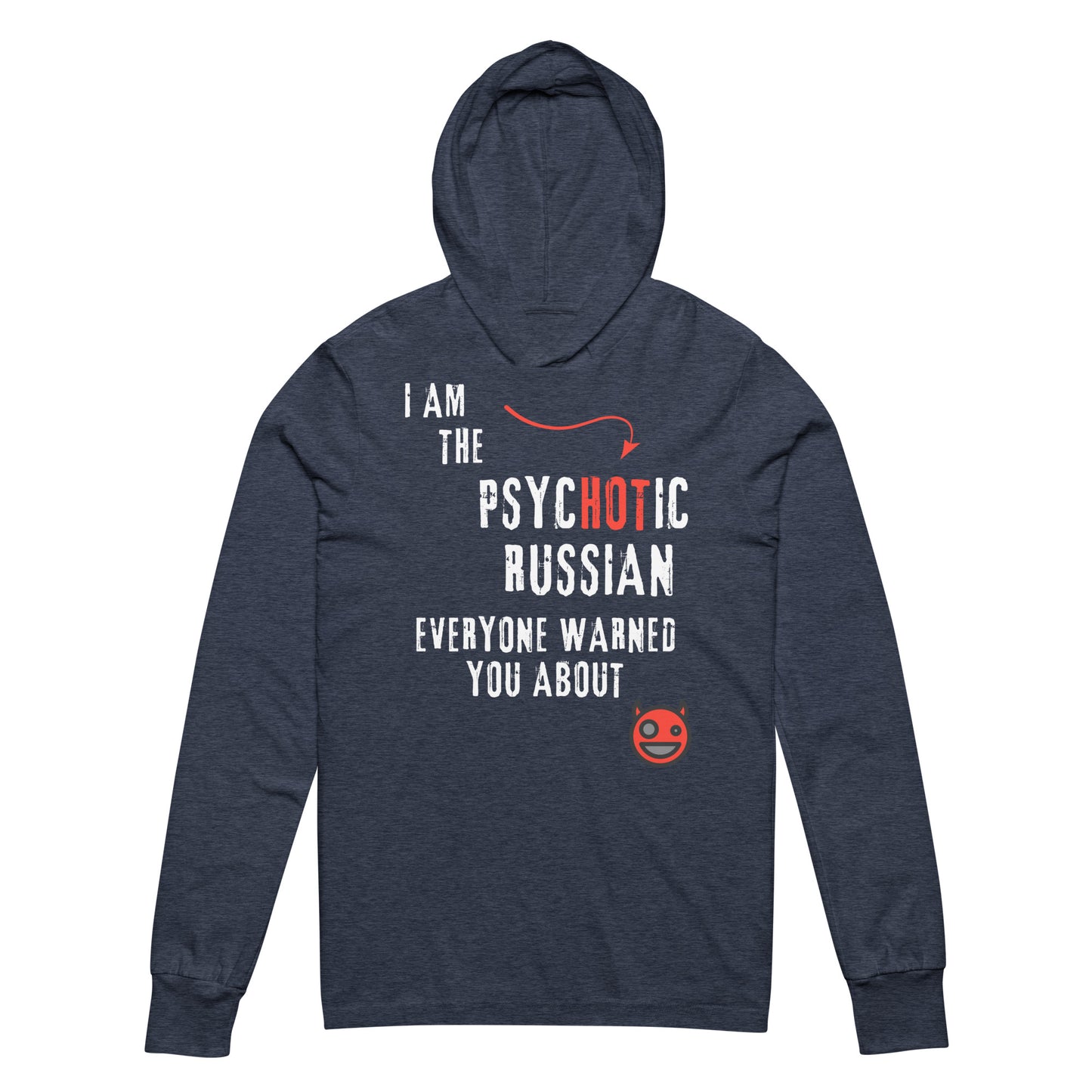 I am the psychotic russian everyone warned you about hoodie with smiley devil navy blue