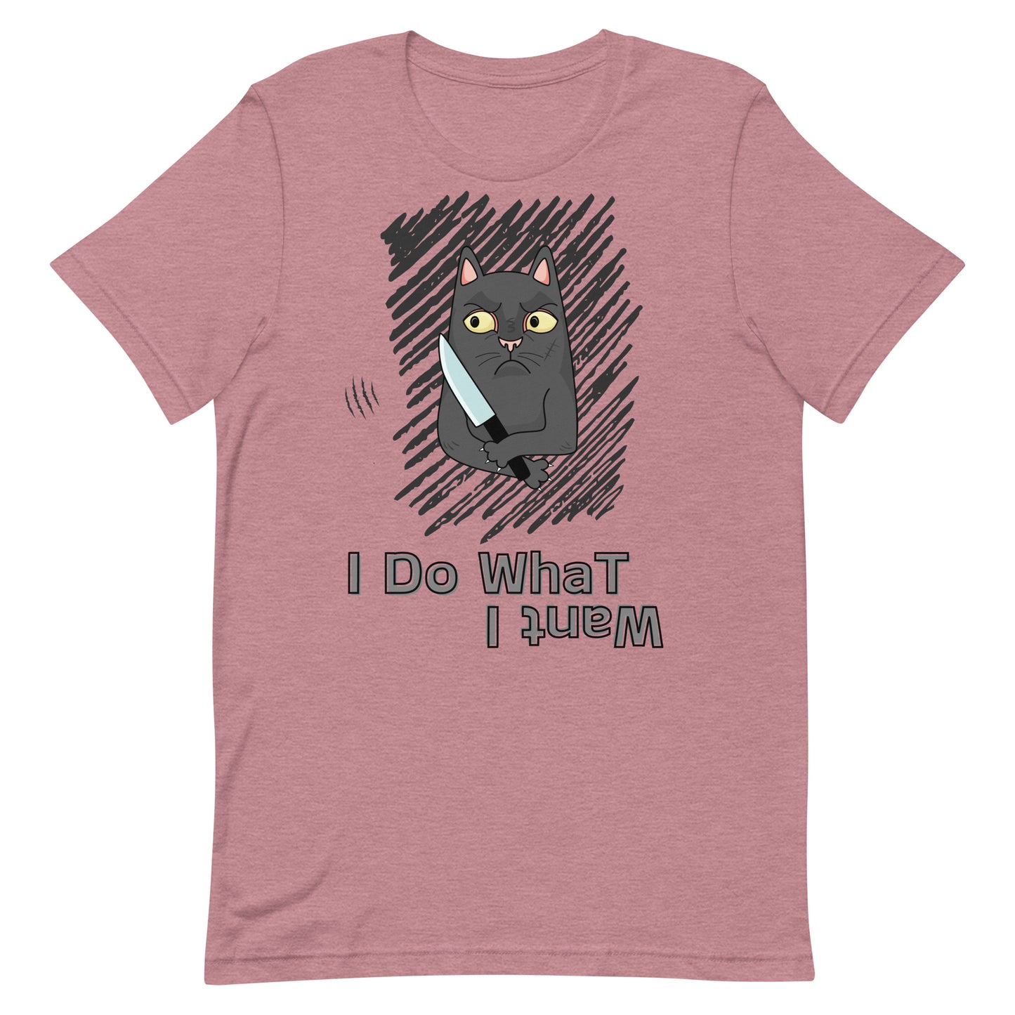 t-shirt with "I Do What I Want" caption and a mischievous cat with a knife