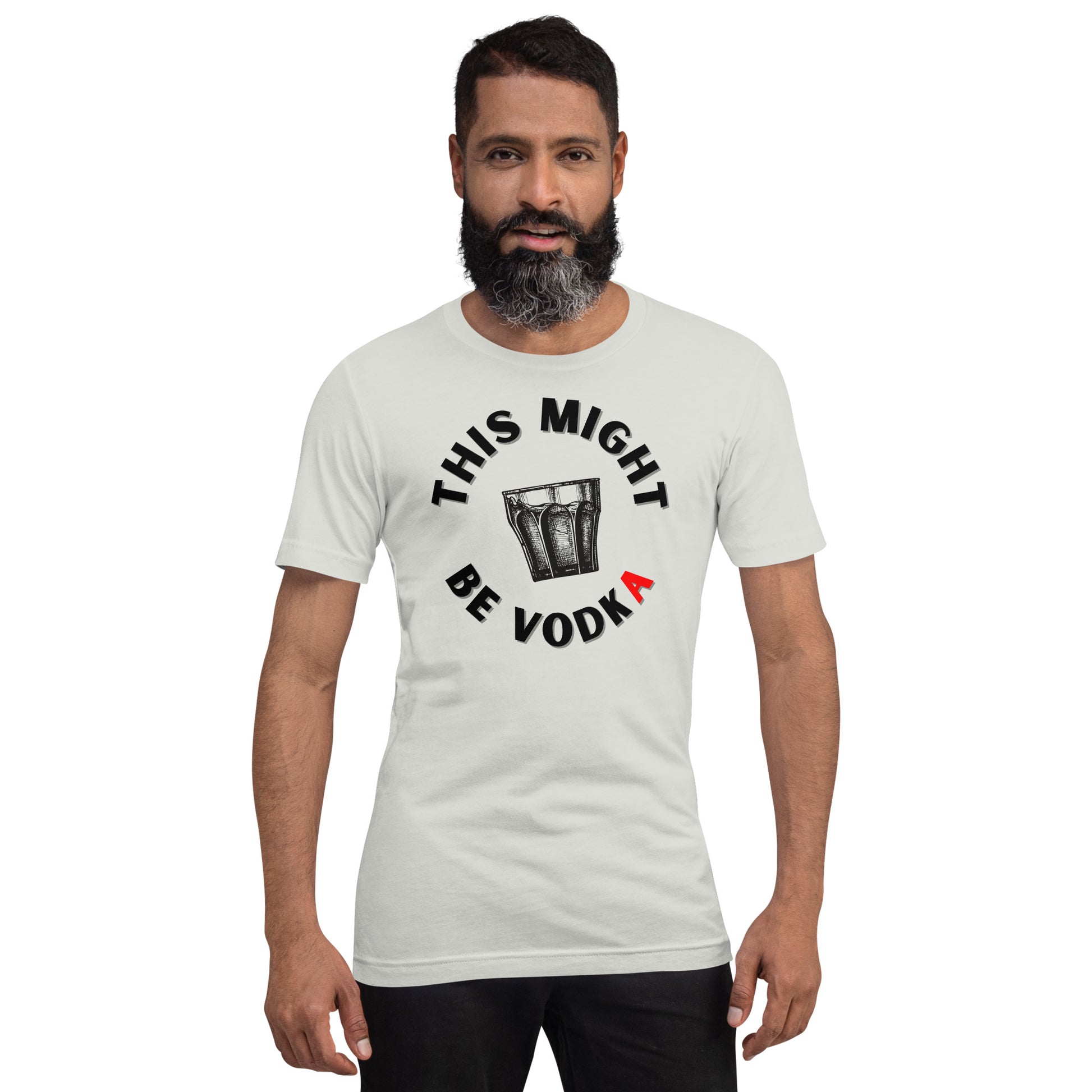 this might be vodka t-shirt silver color man