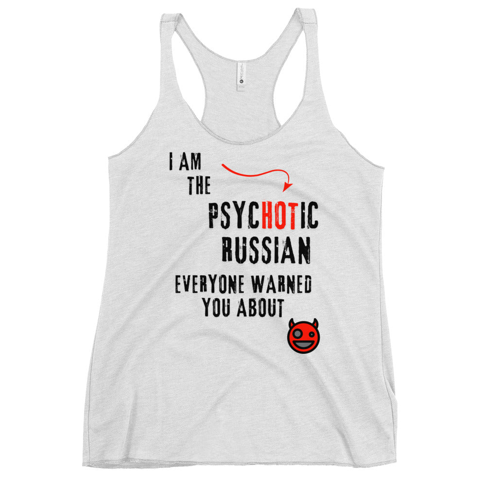 I am the psychotic russian everyone warned you about tanktop with smiley devil white