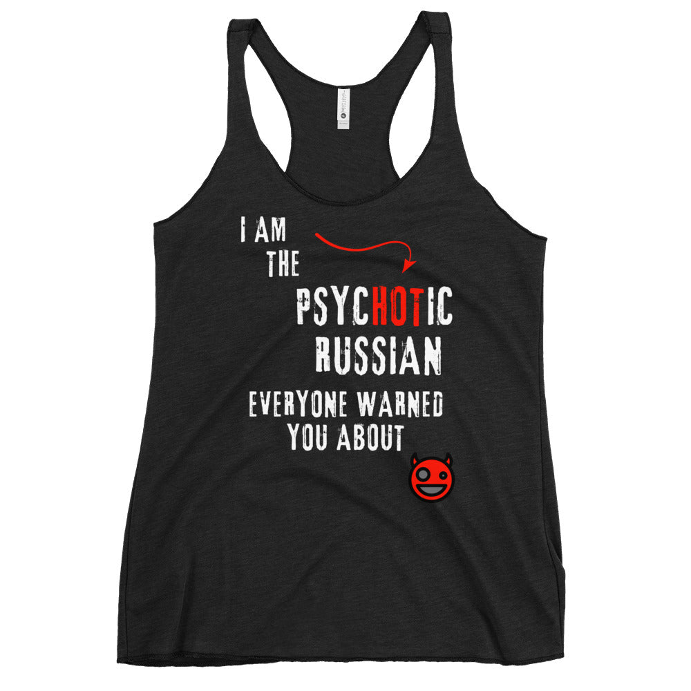 I am the psychotic russian everyone warned you about tanktop with smiley devil vintage black