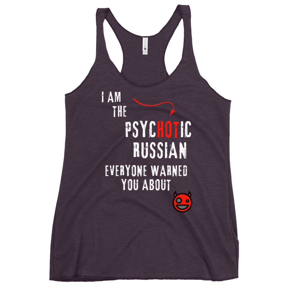 I am the psychotic russian everyone warned you about tanktop with smiley devil vintage purple