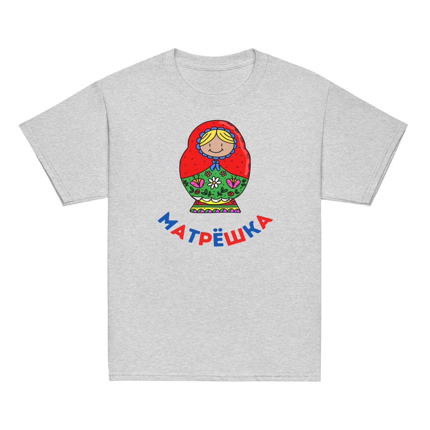 children's t-shirt with matryoshka doll in grey